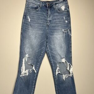 Ultra‎ High Rise Straight Distressed Y2K Jeans Flying Monkey Womens Size 28